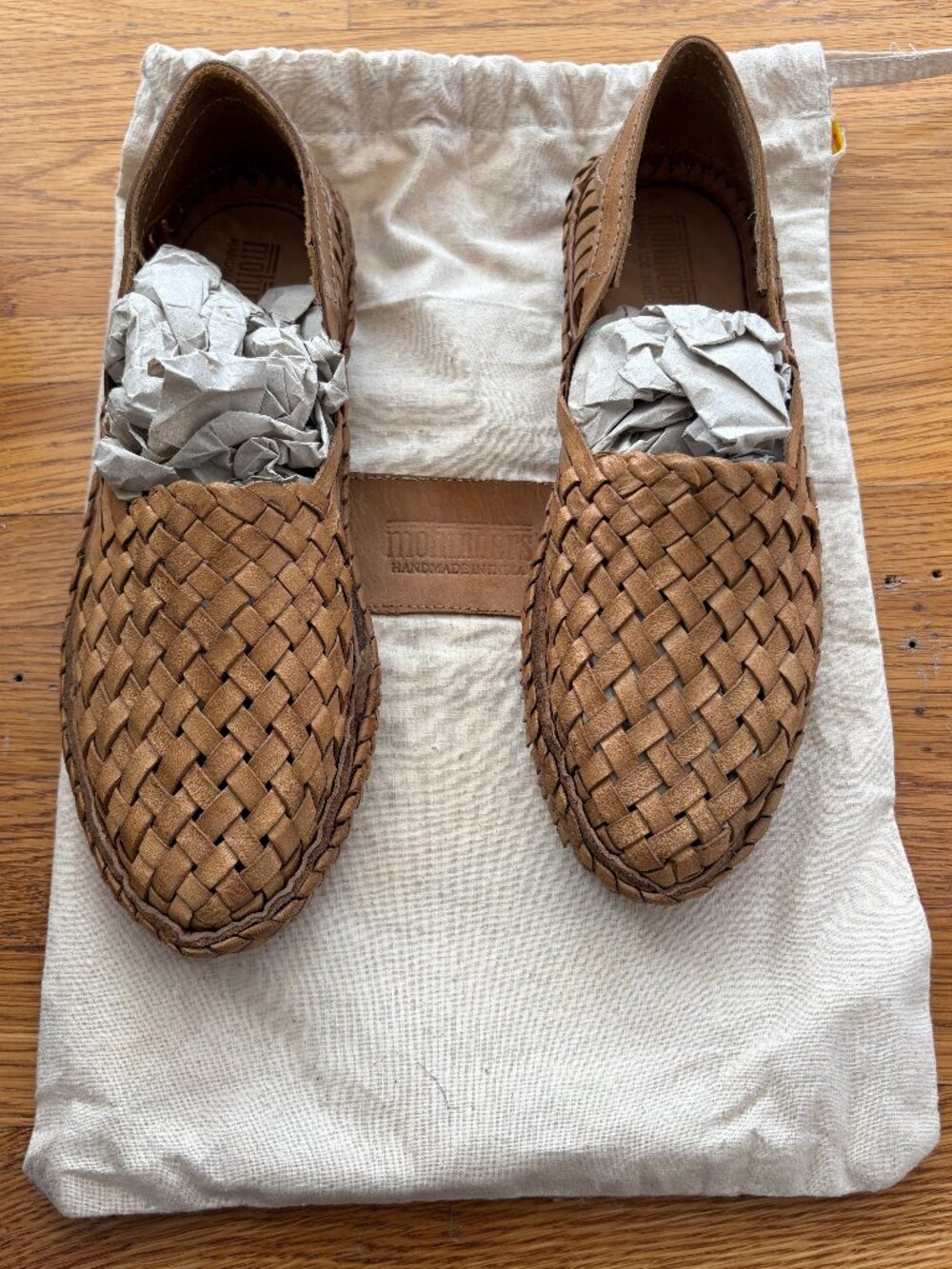 Mohinders Woven Leather Flats Honey NWT